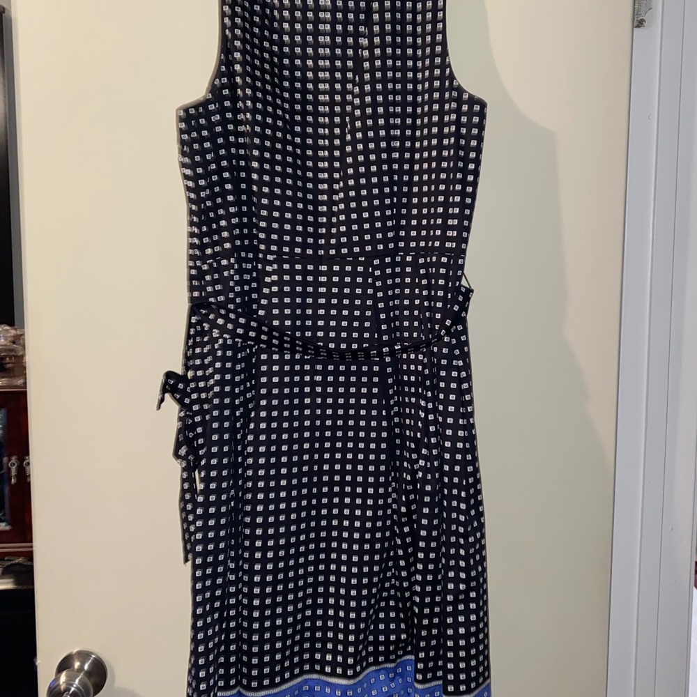 Black and Blue square check Belted Fit & Flare Talbots Dress (16)